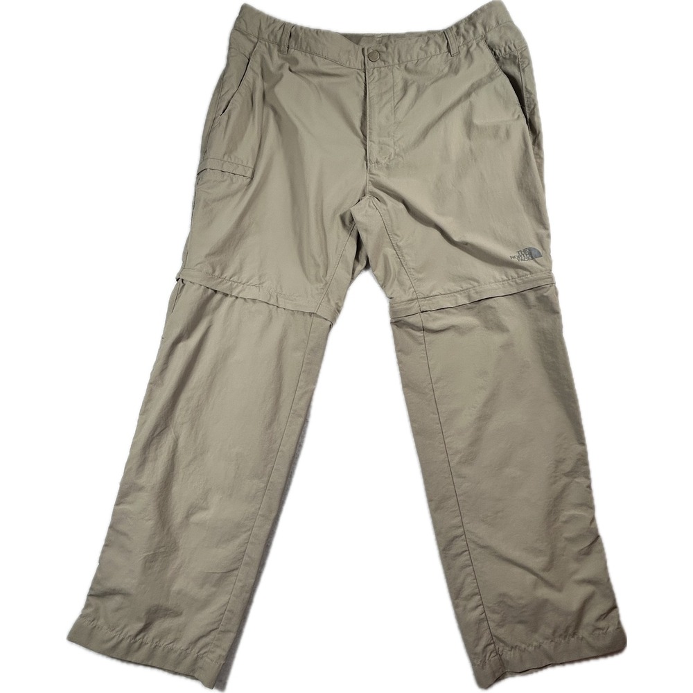 The North Face Mens 38 Short Convertible Hiking Pants Khaki Tan Zip Off Cargo
